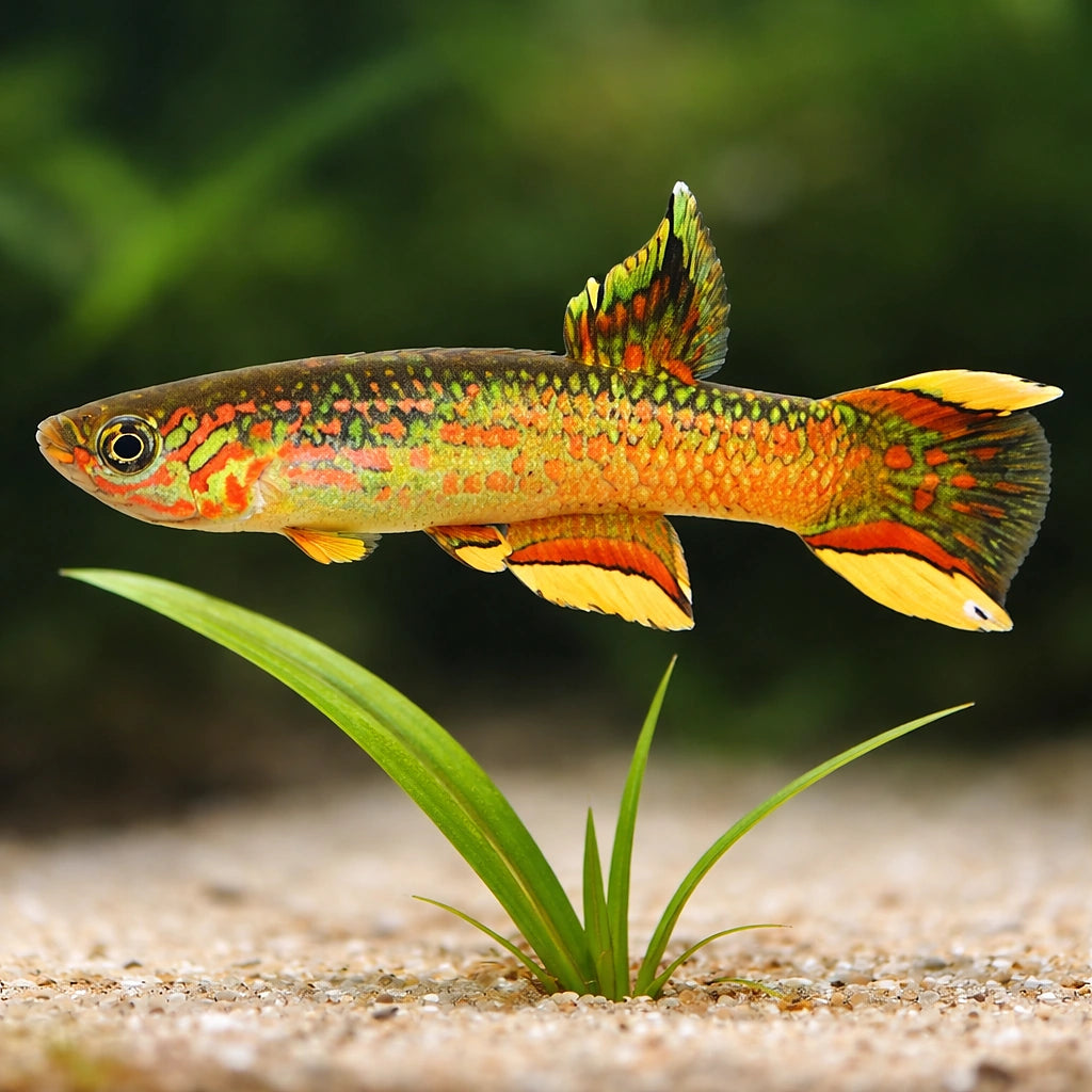 Red-Chinned Aphyosemion — tropical fish for sale UK — AI scale plant view