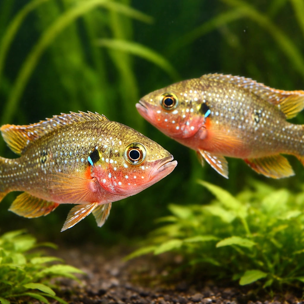 Red Cichlid, Jewelfish, Jew — tropical fish for sale UK — AI pair planted view
