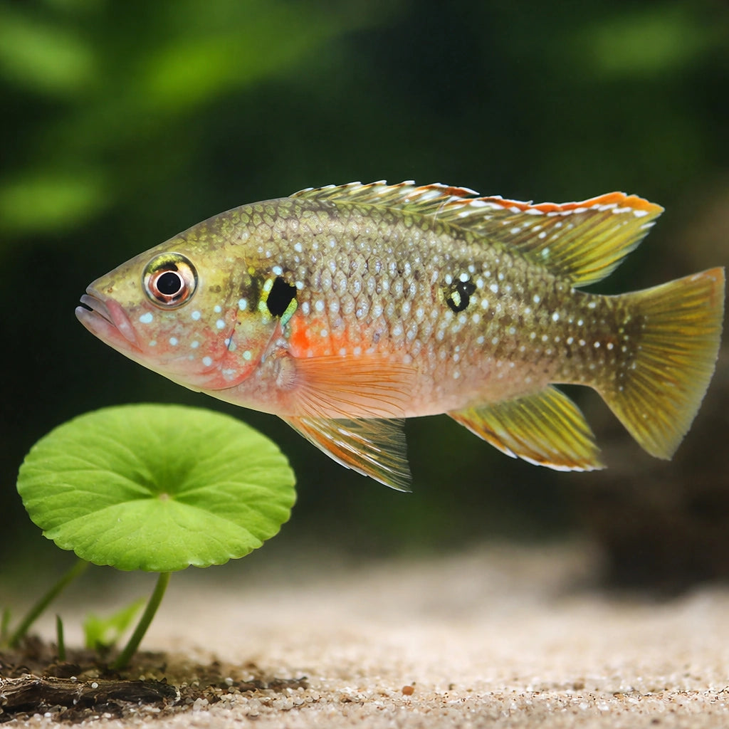Red Cichlid, Jewelfish, Jew — tropical fish for sale UK — AI scale plant view
