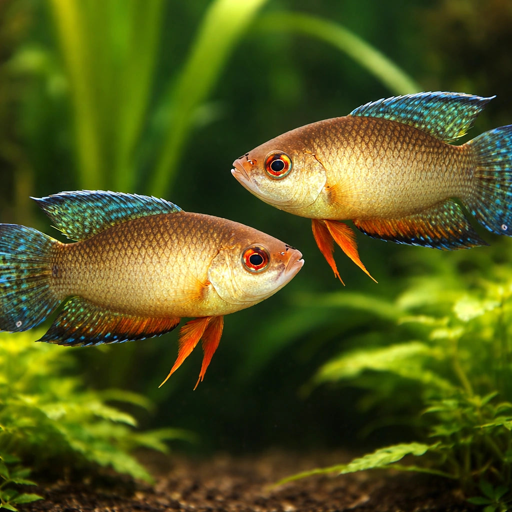 Red Eye Spiketail Paradise Fish — tropical fish for sale UK — AI pair planted view