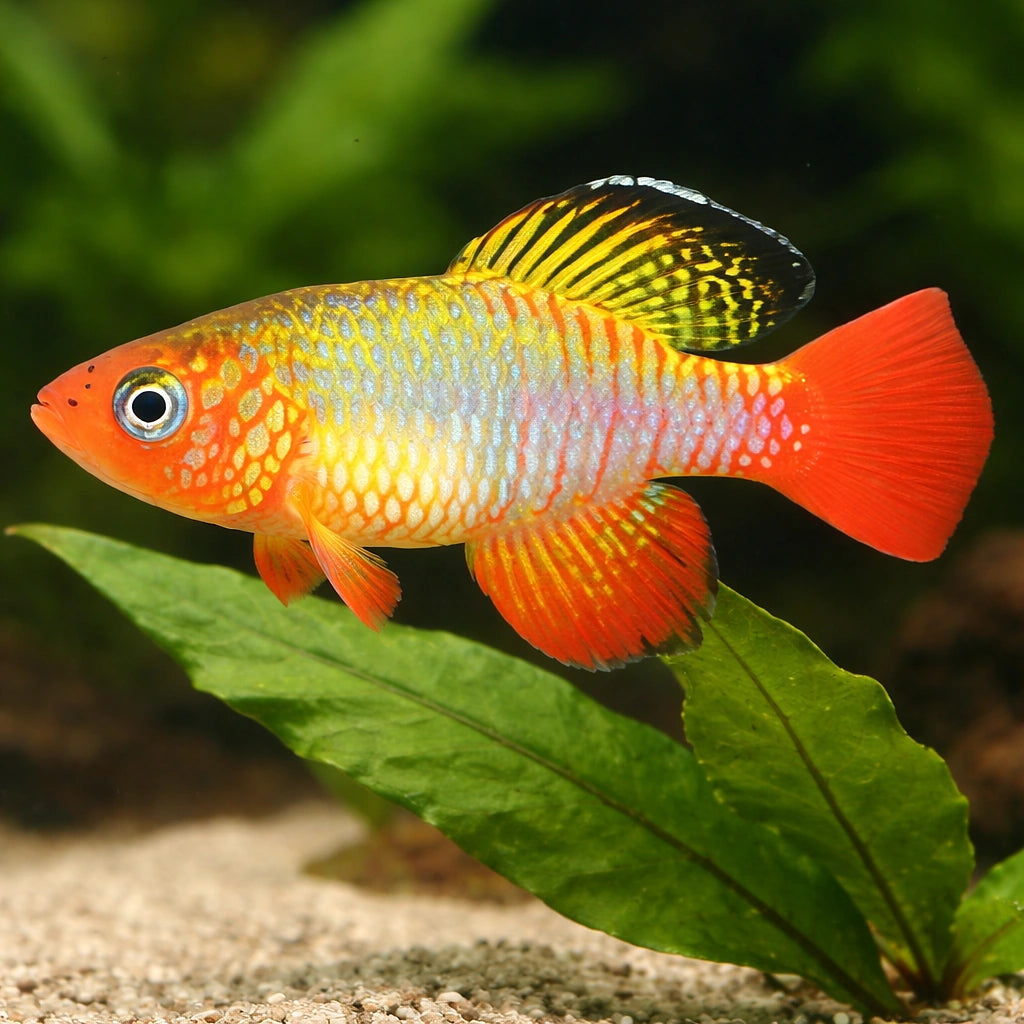 Red-Finned Notho — tropical fish for sale UK — AI scale plant view