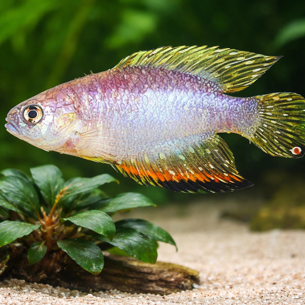 Red-Finned Pearl Fish — tropical fish for sale UK — AI scale plant view