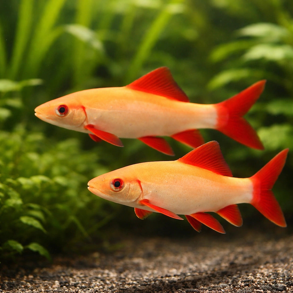 Red-Finned Shark Albin — tropical fish for sale UK — AI pair planted view