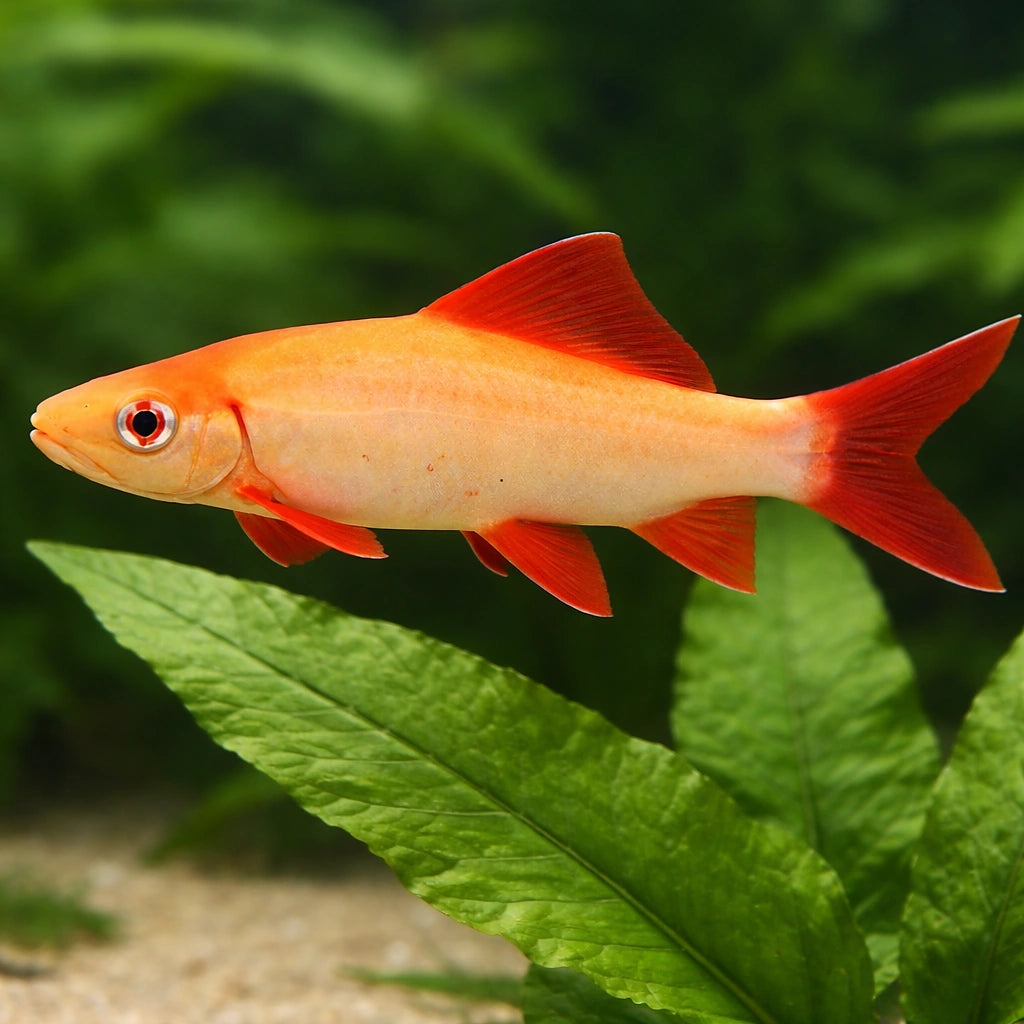 Red-Finned Shark Albin — tropical fish for sale UK — AI scale plant view