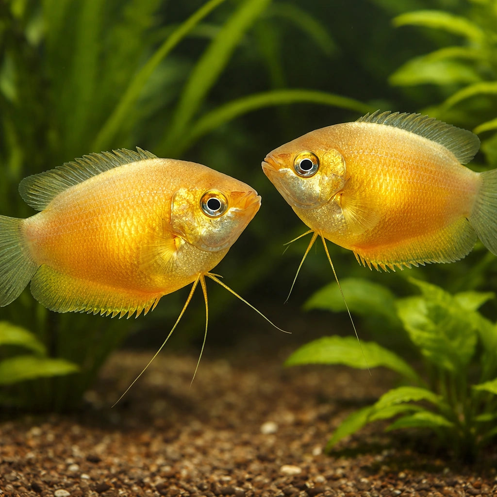 Red Honey Gourami — tropical fish for sale UK — AI pair planted view