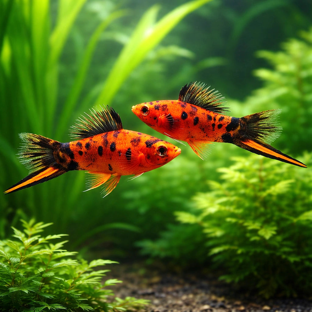 Red Marble — Swordtails for sale UK — AI pair planted view