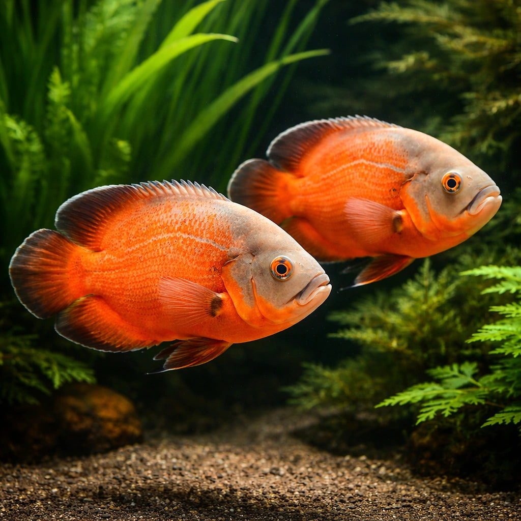 Red Oscar — tropical fish for sale UK — AI pair planted view