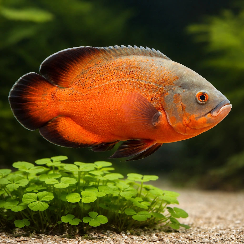 Red Oscar — tropical fish for sale UK — AI scale plant view