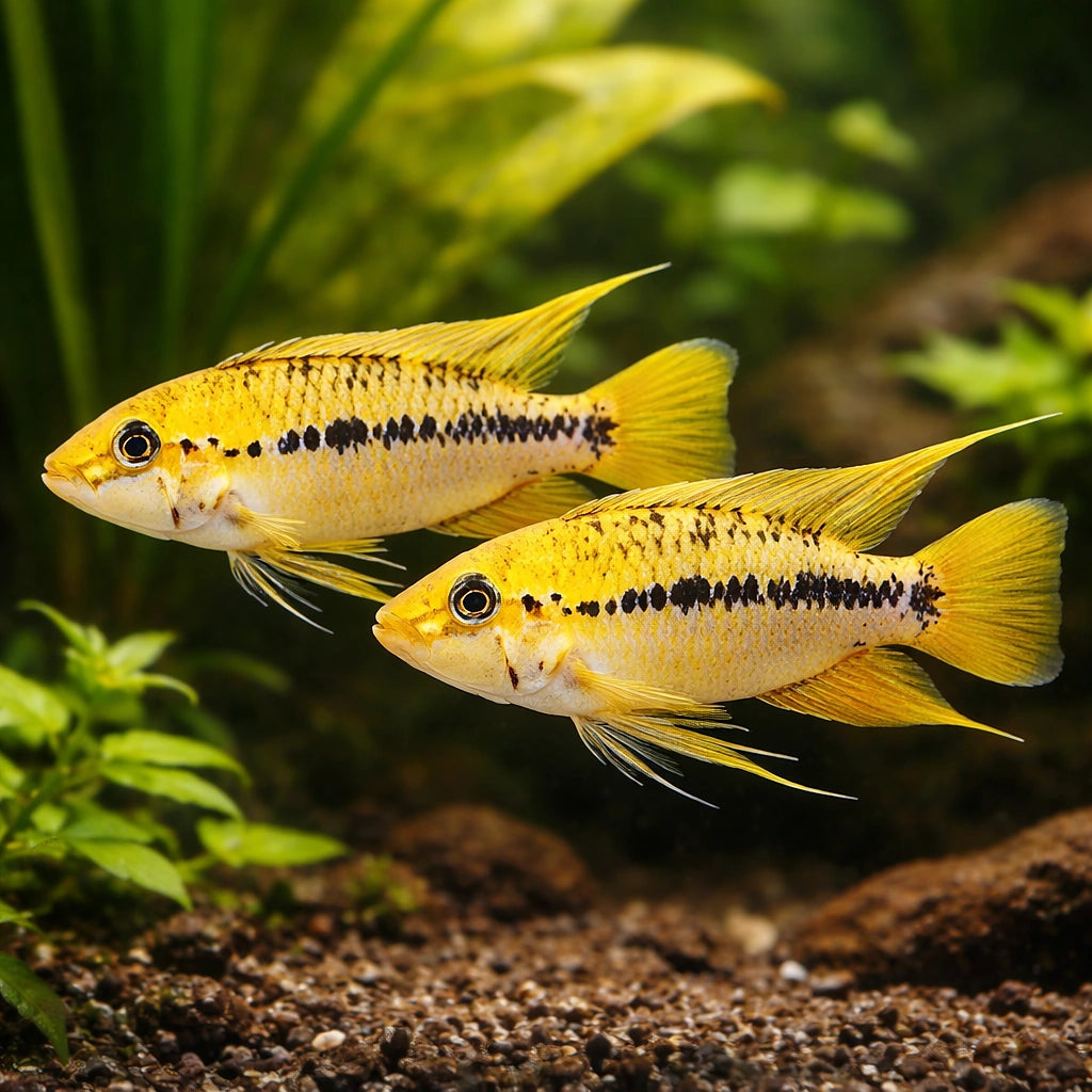 Red Point Dwarf Cichlid — tropical fish for sale UK — AI pair planted view