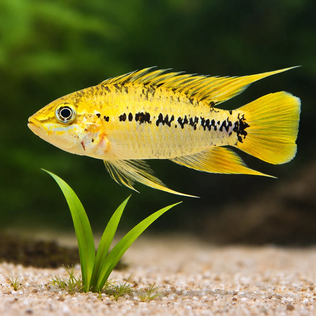 Red Point Dwarf Cichlid — tropical fish for sale UK — AI scale plant view