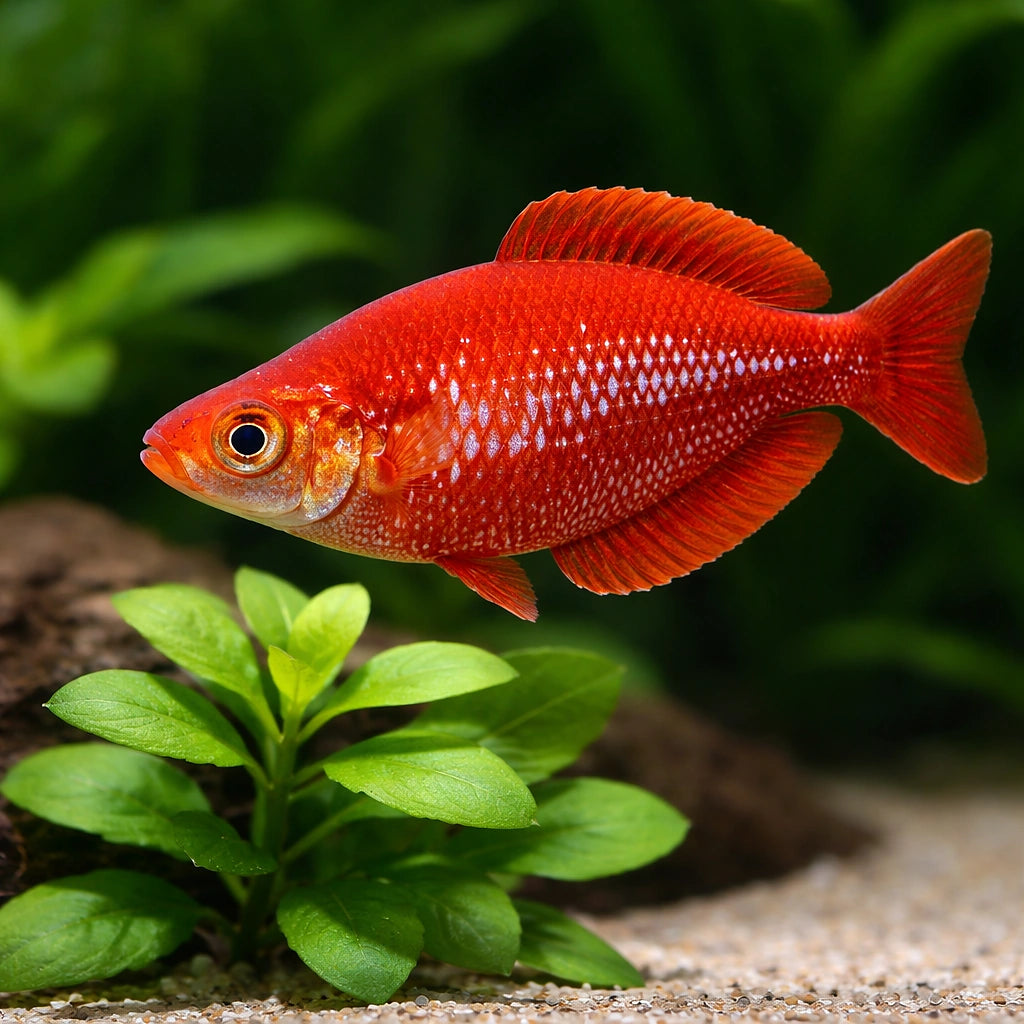 Red Rainbowfish (Glossolepis incisus) — AI scale plant view