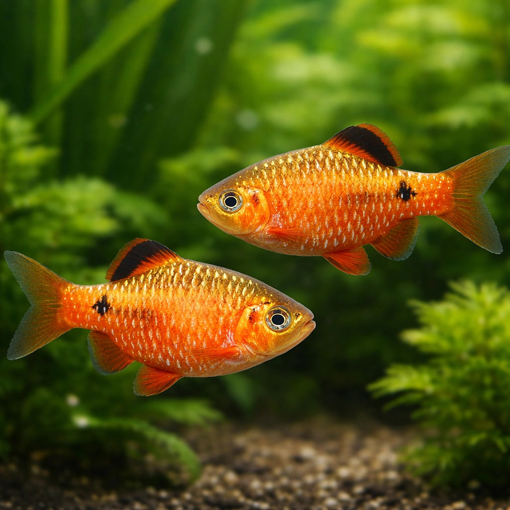 Red Rosy Barb — AI pair planted view
