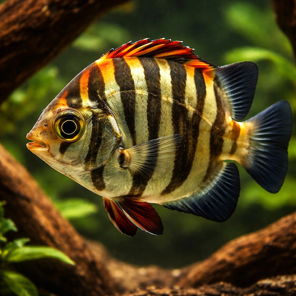 Red Scat — tropical fish for sale UK — AI hero driftwood view