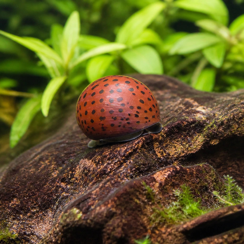 Red Spotted Nerite Snail — tropical fish for sale UK — AI natural aquarium view