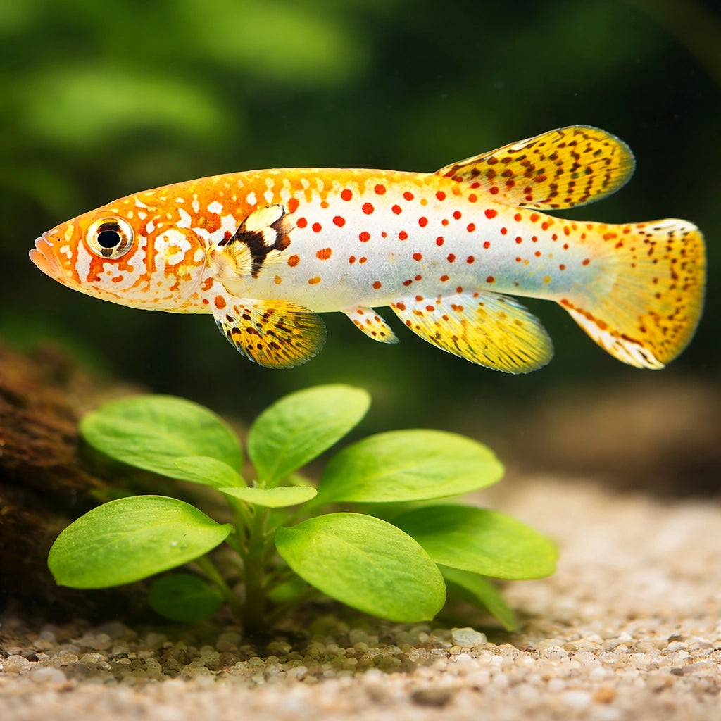 Red-Spotted Spot-Finned Killie — tropical fish for sale UK — AI scale plant view