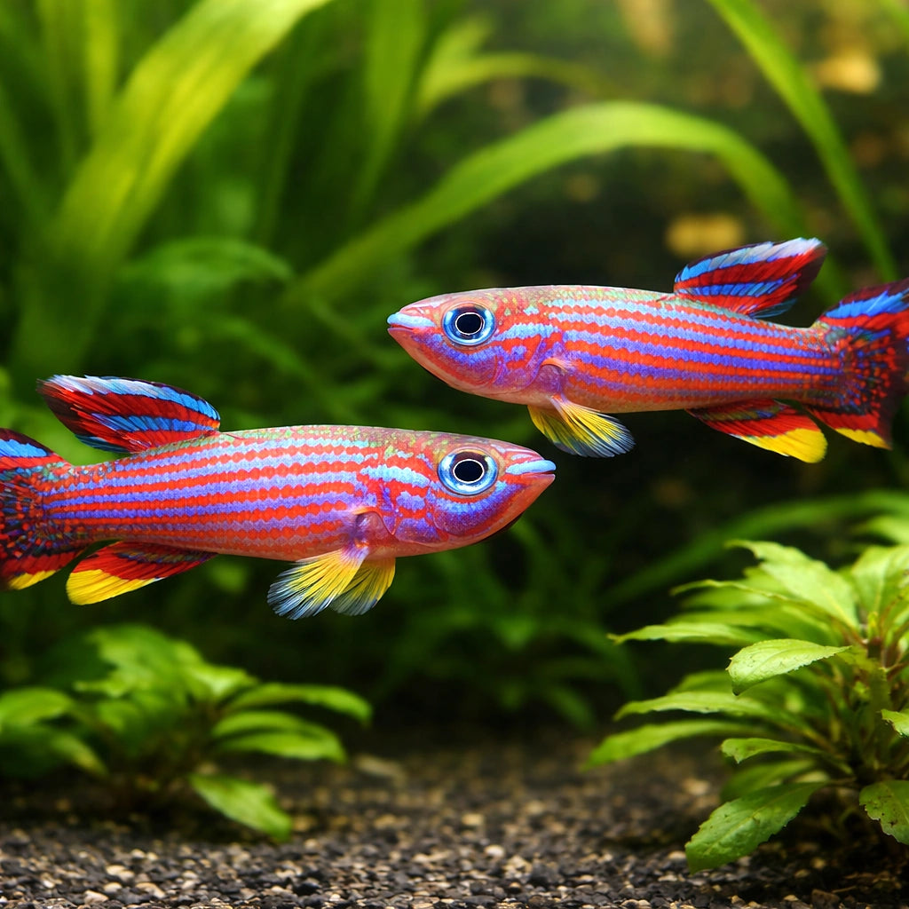 Red-Striped Killie — tropical fish for sale UK — AI pair planted view