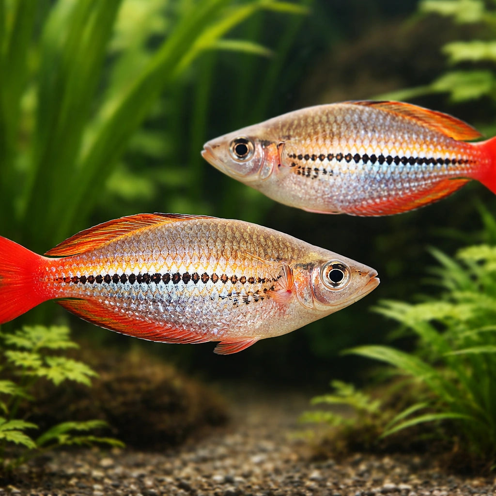 Red-Striped Splendid Rainbow — tropical fish for sale UK — AI pair planted view