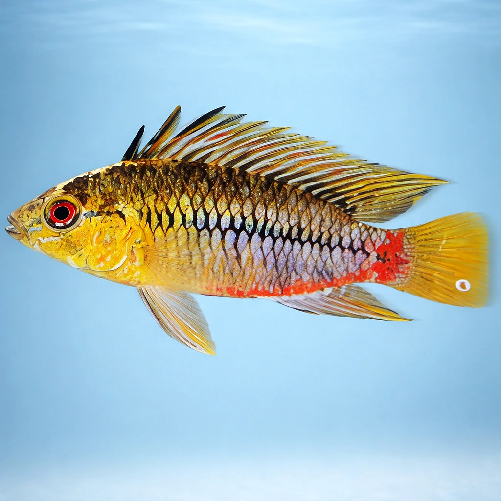 Red stroke Dwarf Cichlid — tropical fish for sale UK — AI side clean view