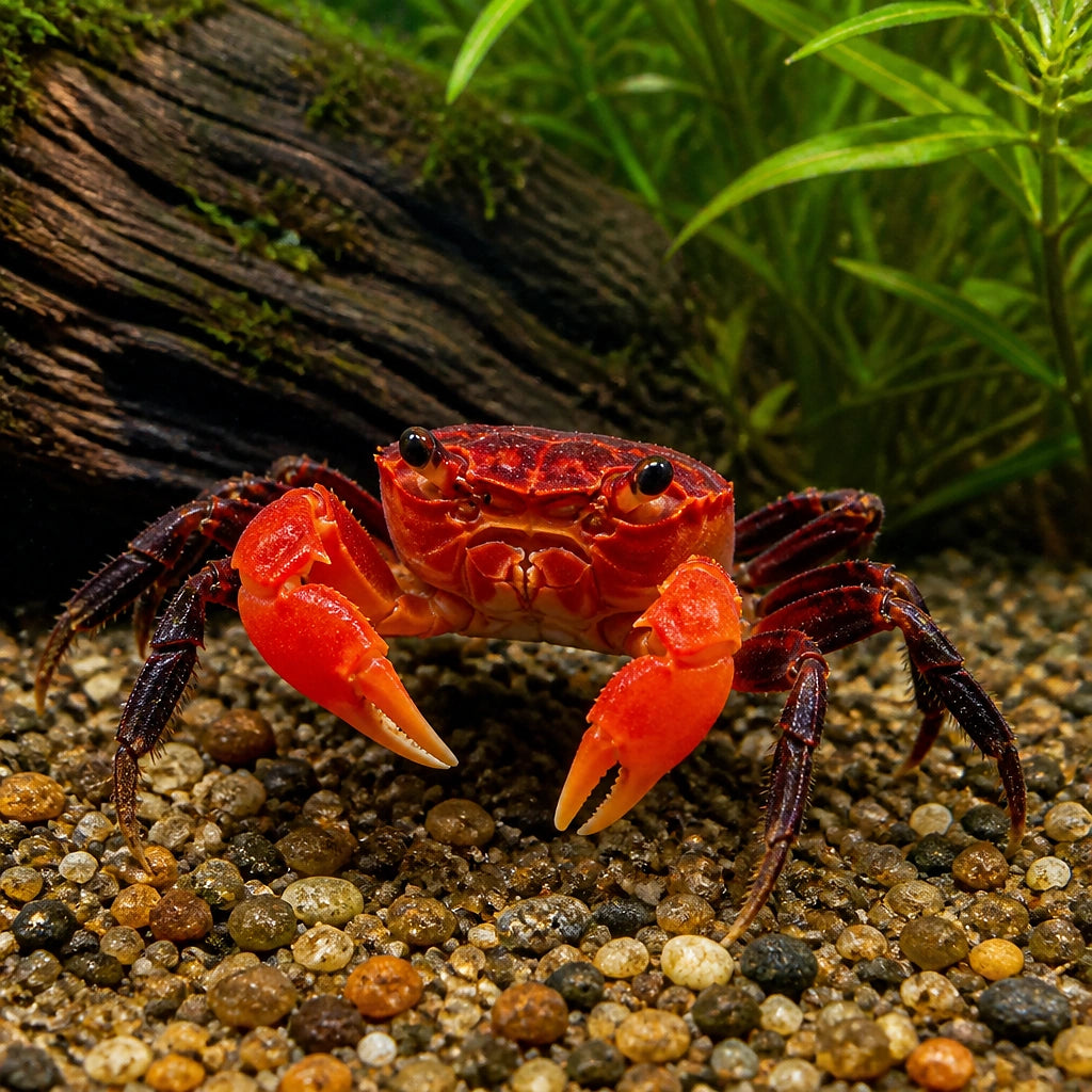 Red tomato crab — tropical fish for sale UK — AI natural aquarium view