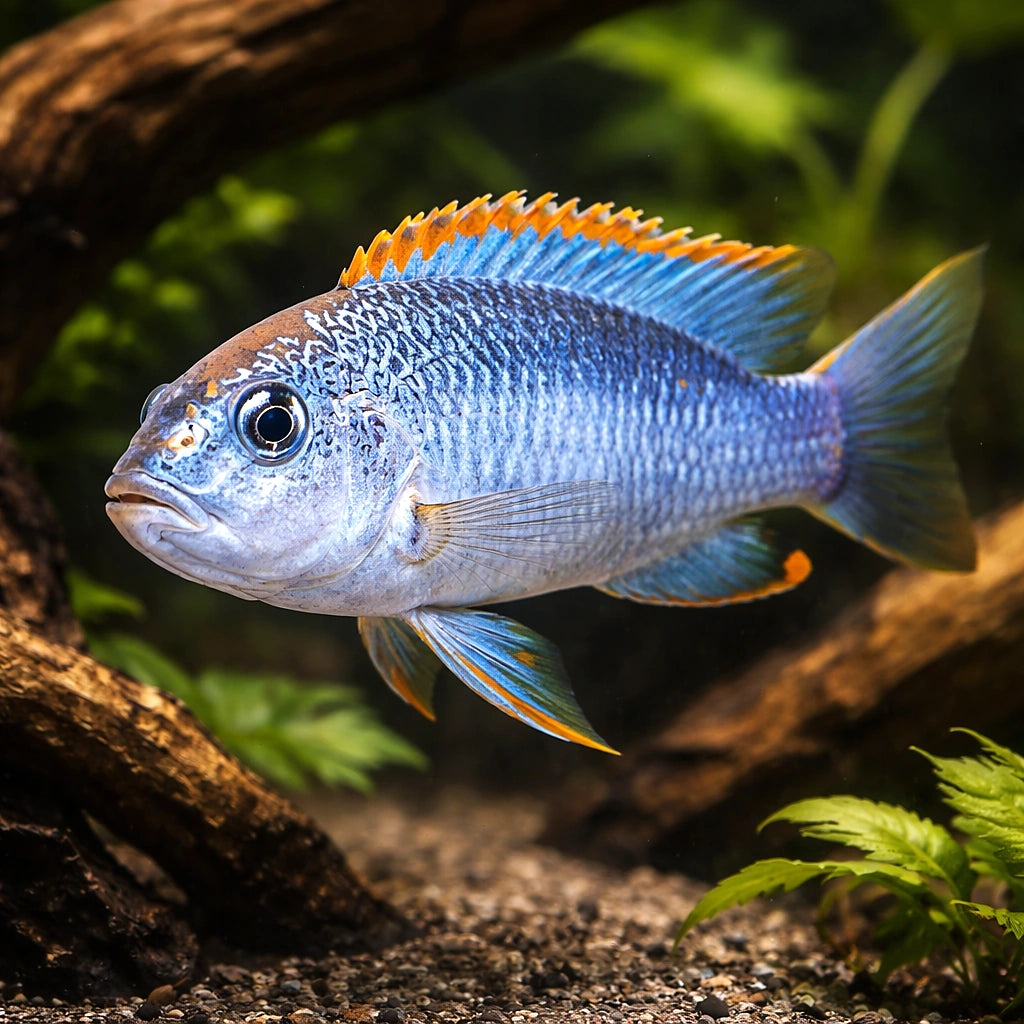 Red Top Colbalt — tropical fish for sale UK — AI hero driftwood view