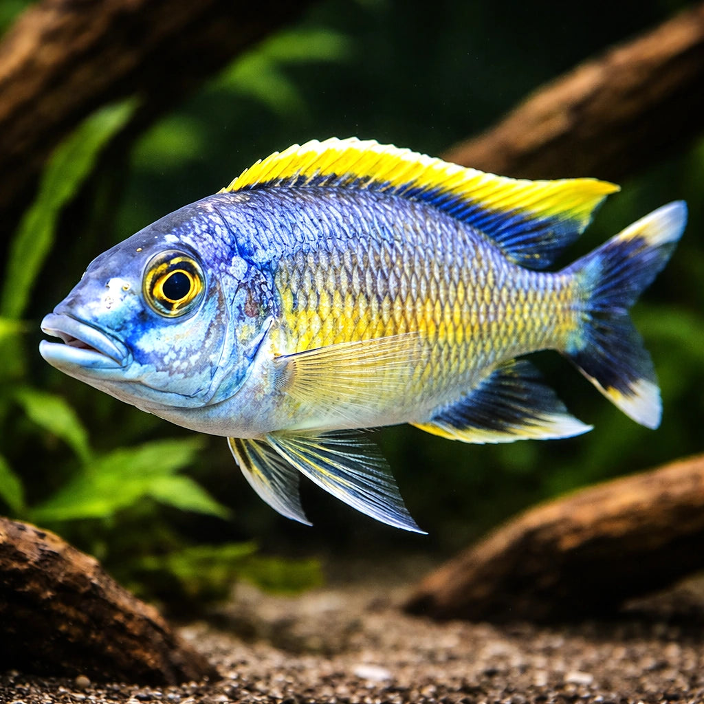Red-Top Trematocranus, Trem — tropical fish for sale UK — AI hero driftwood view