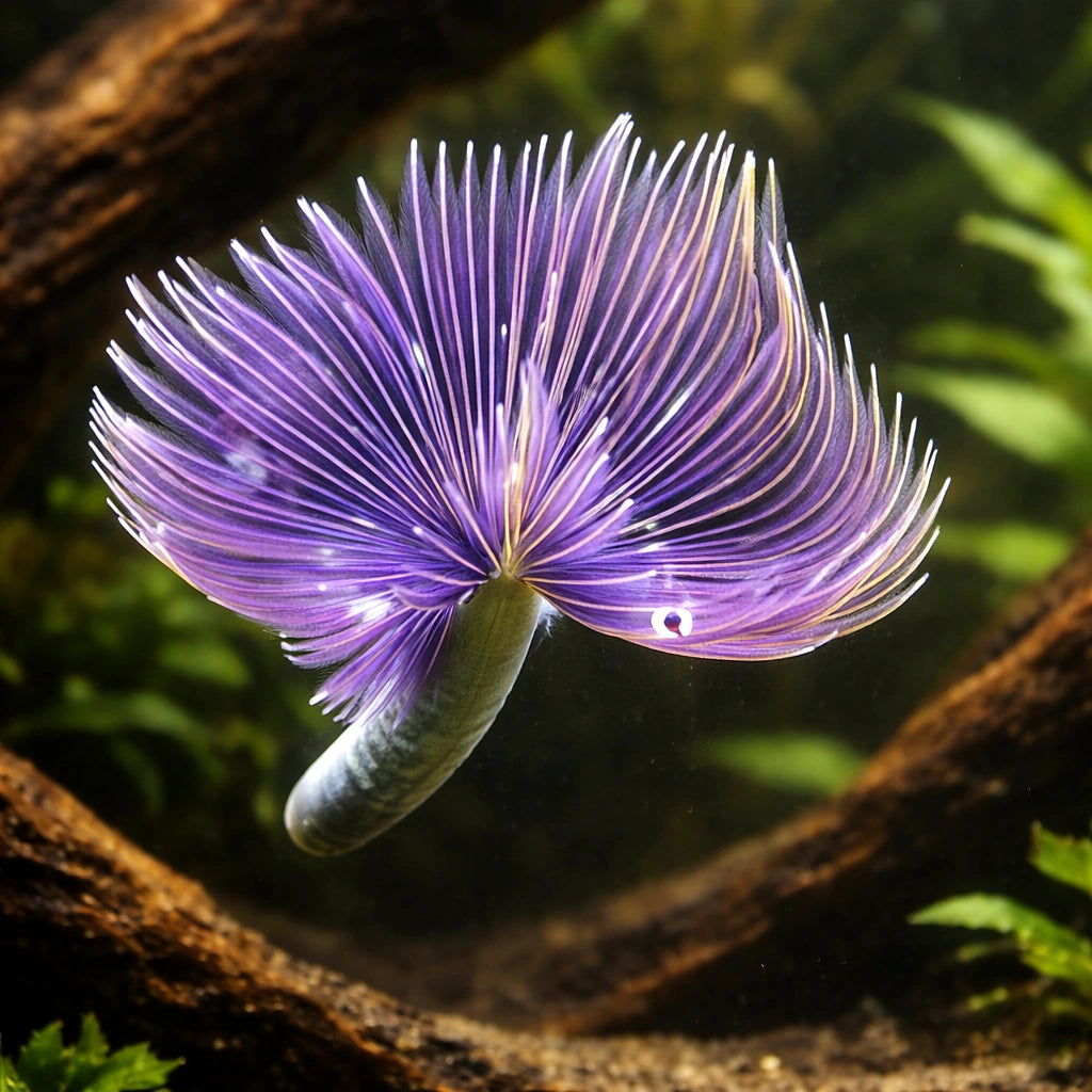 Red Tube Worm M — tropical fish for sale UK — AI hero driftwood view