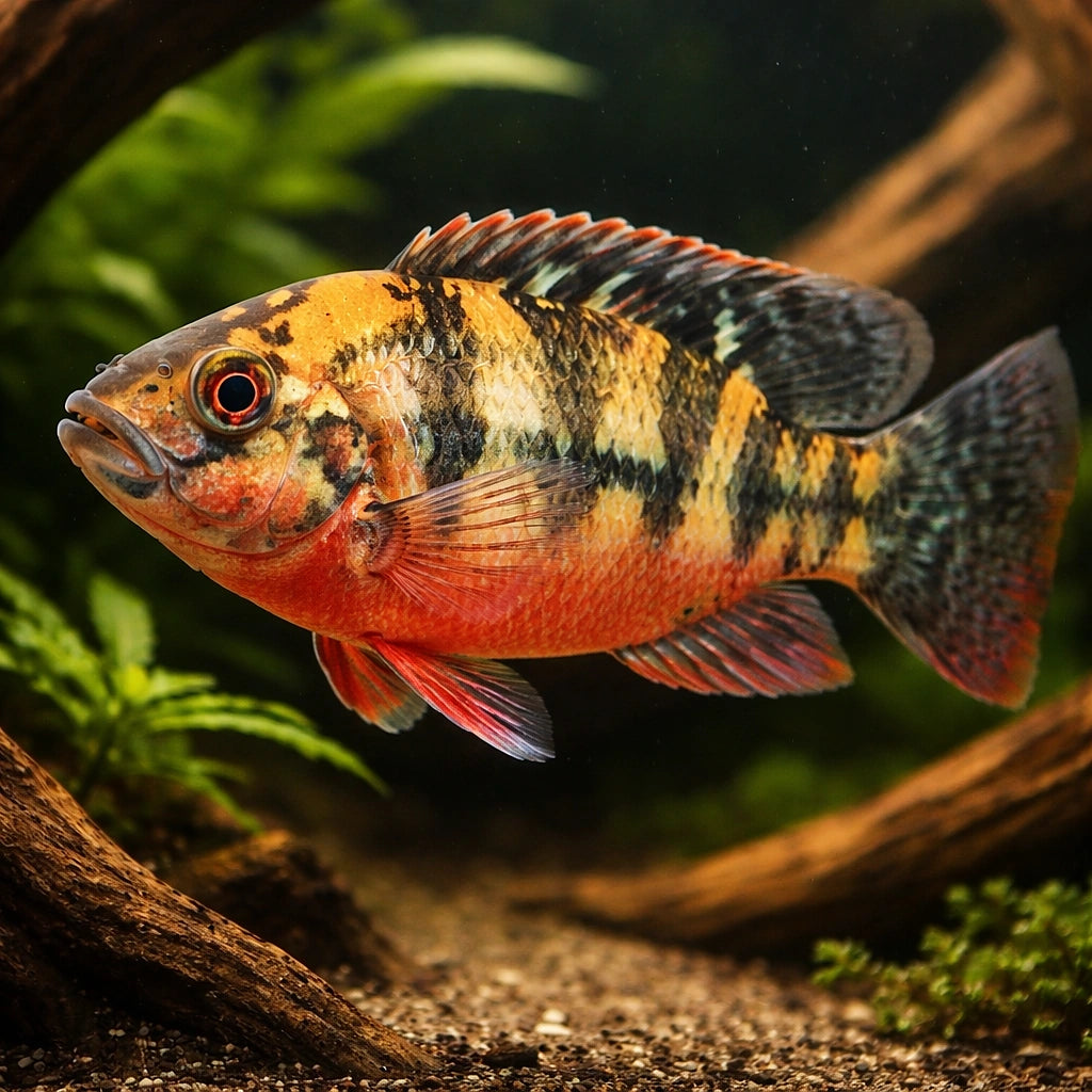 Redbelly tilapia — tropical fish for sale UK — AI hero driftwood view