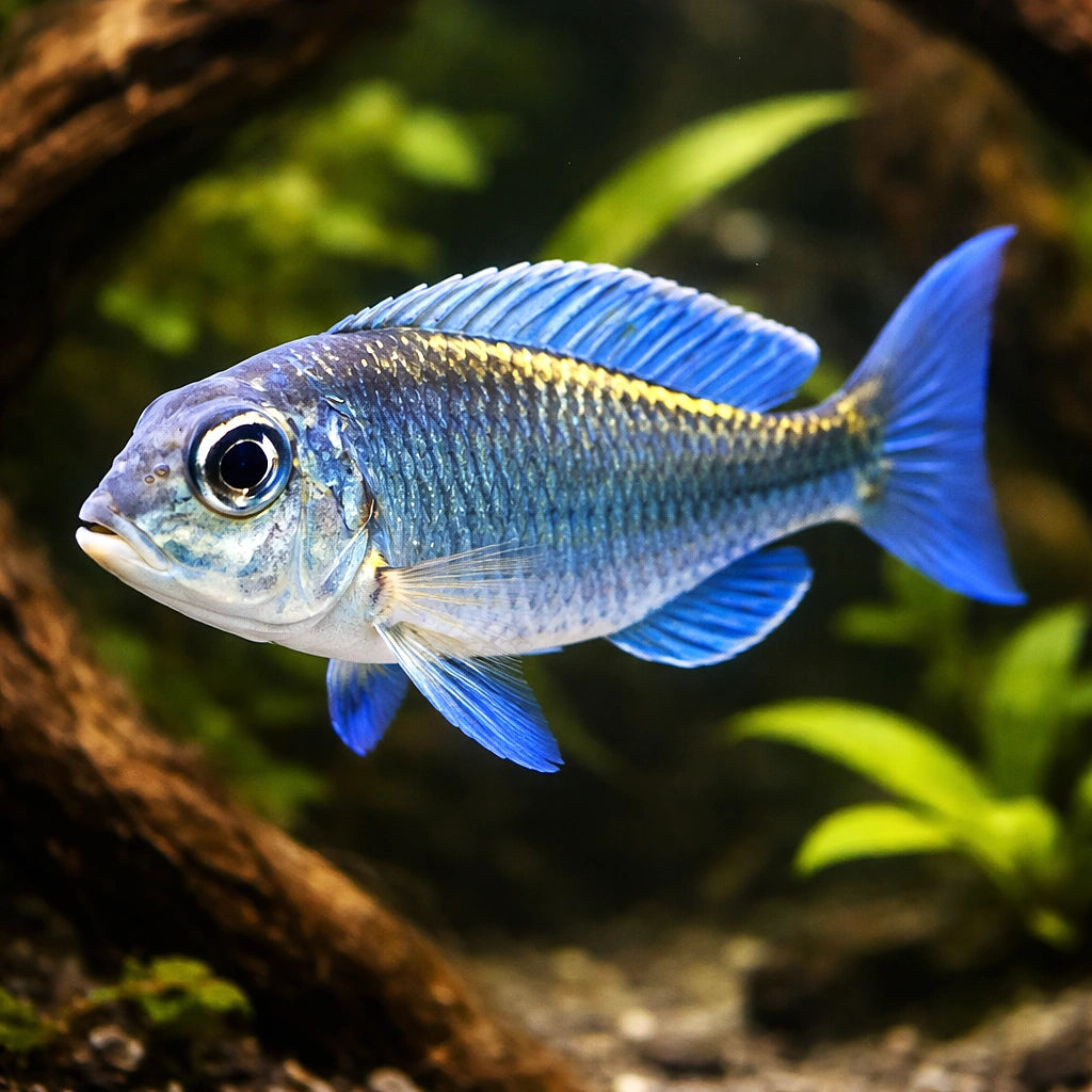 Redspot Callochromis — tropical fish for sale UK — AI hero driftwood view