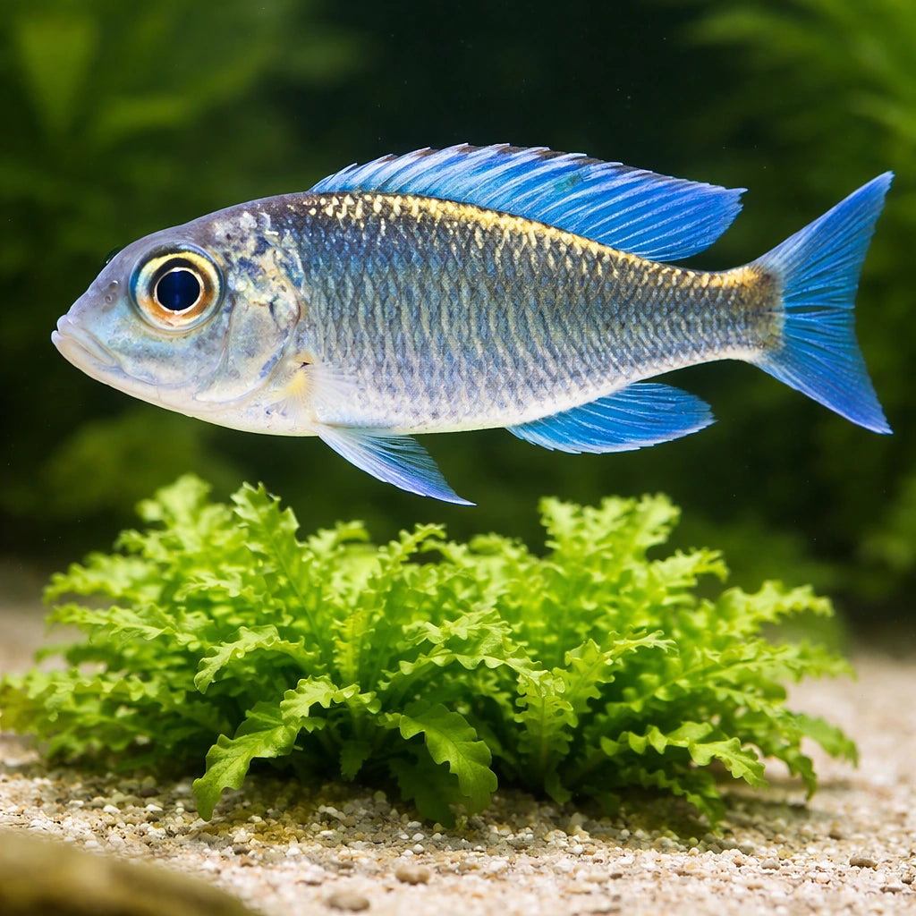 Redspot Callochromis — tropical fish for sale UK — AI scale plant view