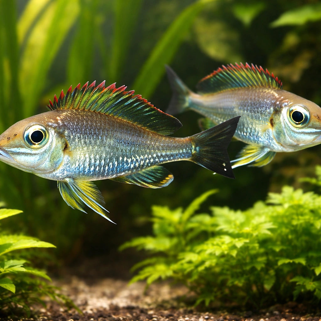 Redspot utinta Callochromis — tropical fish for sale UK — AI pair planted view