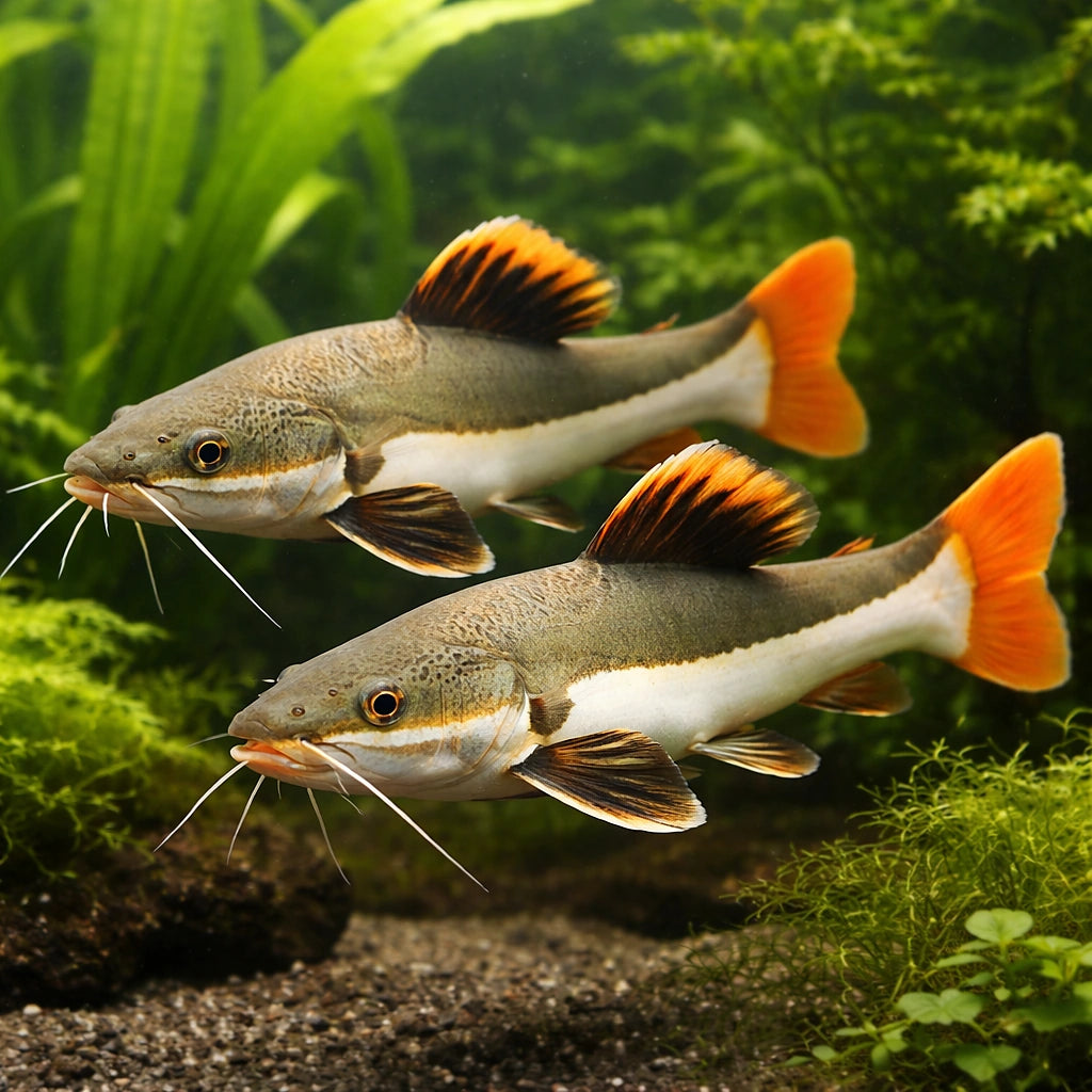 Redtail Catfish yellow tail — tropical fish for sale UK — AI pair planted view