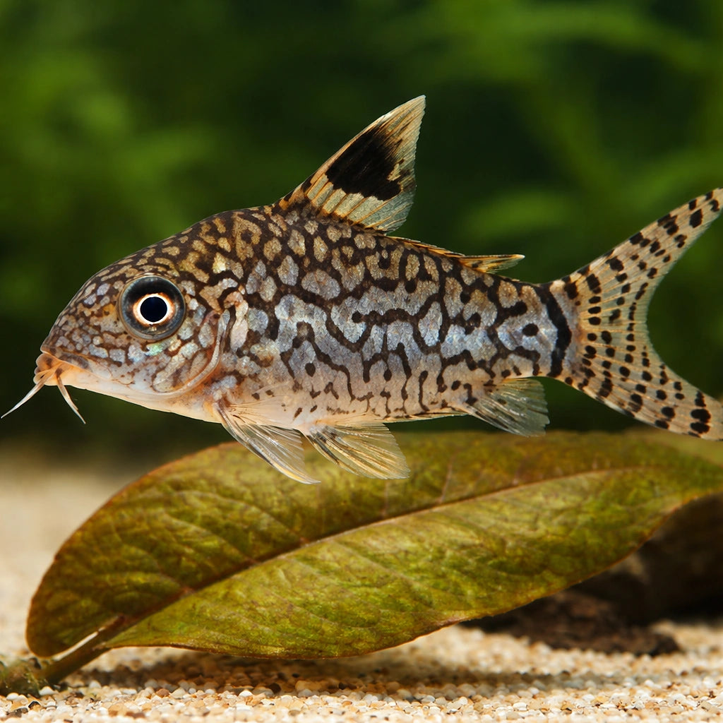 Reticulated corydoras — tropical fish for sale UK — AI scale plant view