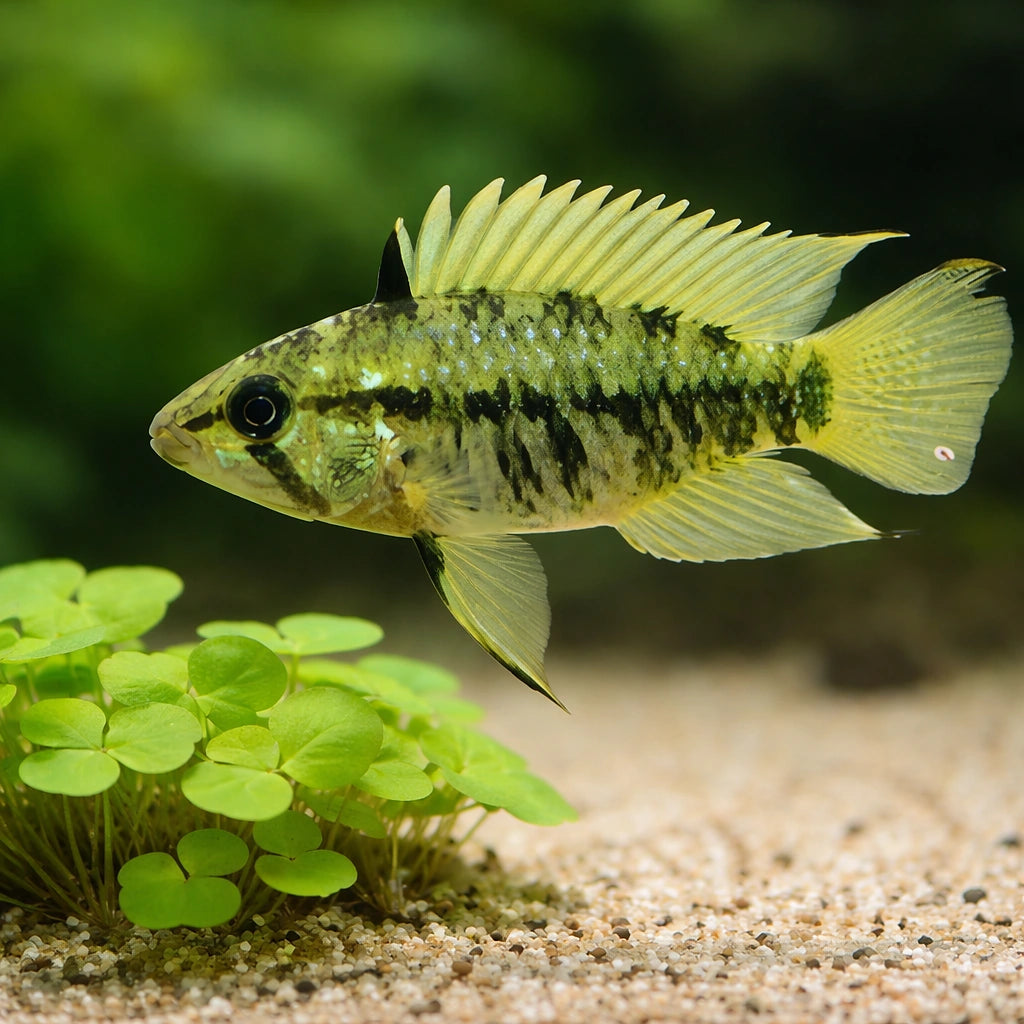 Reticulosa Dwarf Cichlid red mask — tropical fish for sale UK — AI scale plant view