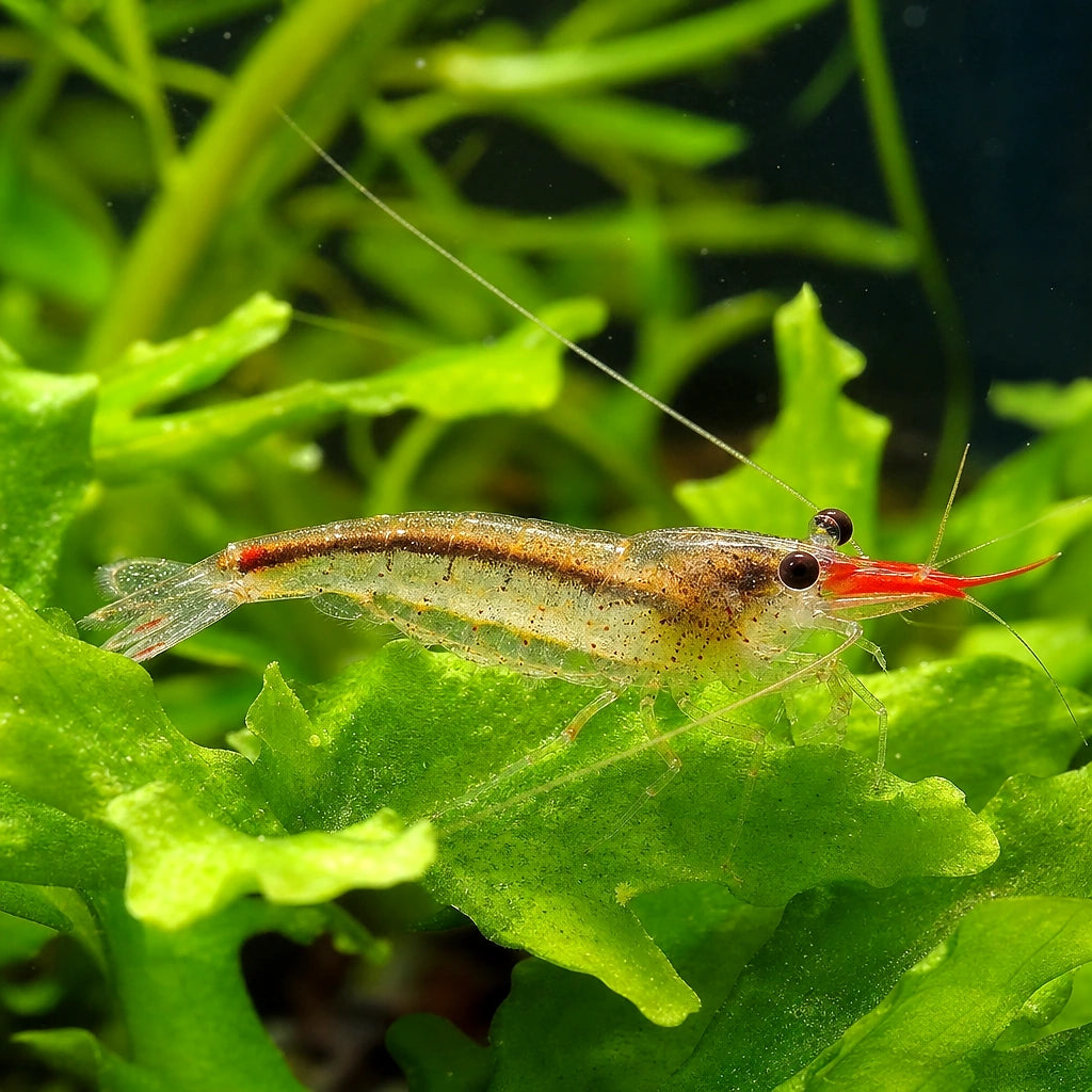 Rhino Shrimp Red Nose Pinockio - Caridina gracilirostris — AI natural aquarium view