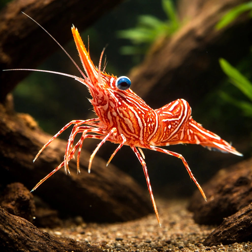 Rhynchocinetes durbanensis Dancing Camel Shrimp — tropical fish for sale UK — AI hero driftwood view