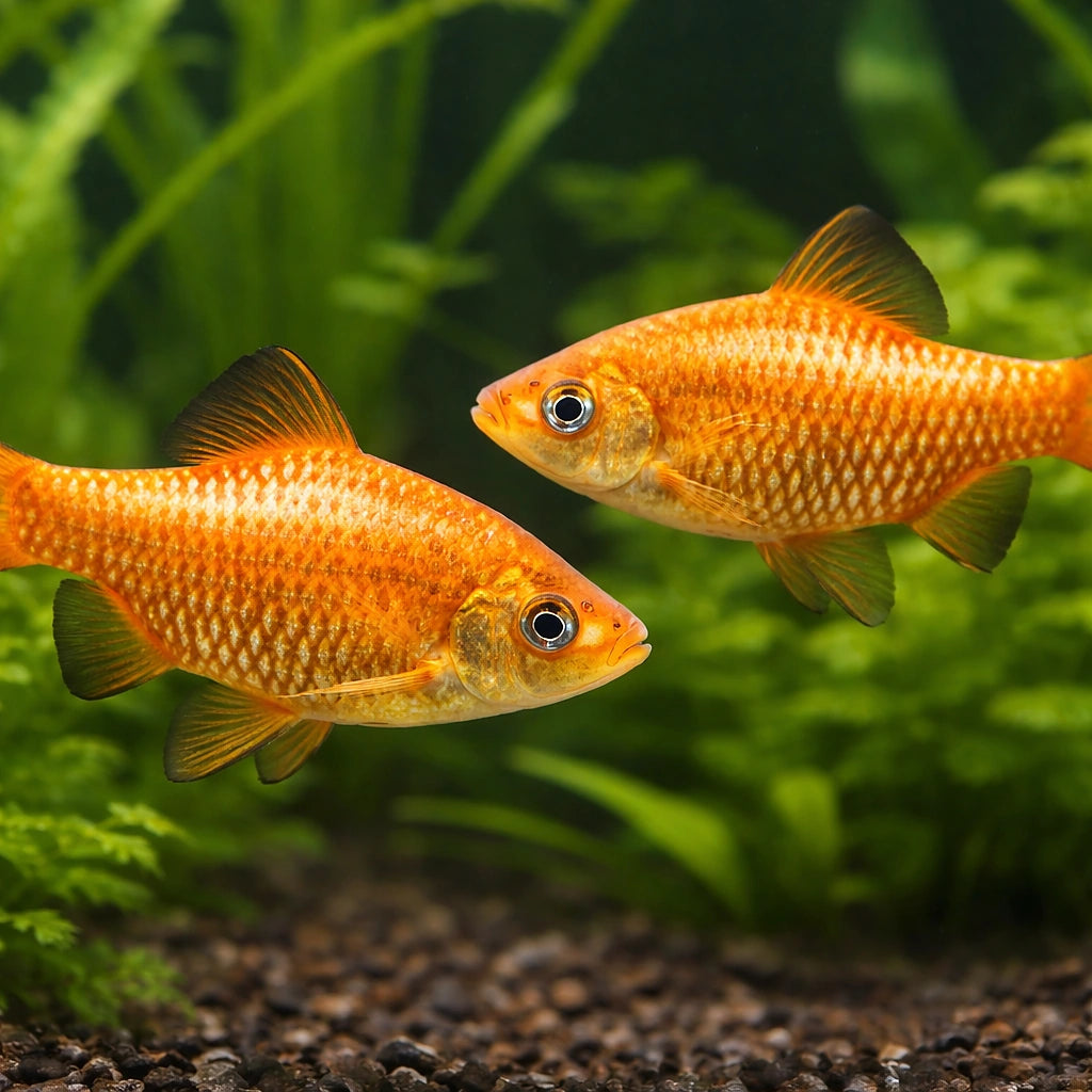 Rosy Barb Diamond — tropical fish for sale UK — AI pair planted view