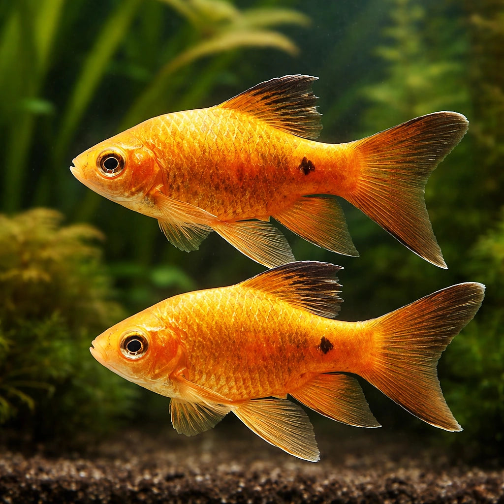 Rosy Barb Gold Long Fin — tropical fish for sale UK — AI pair planted view