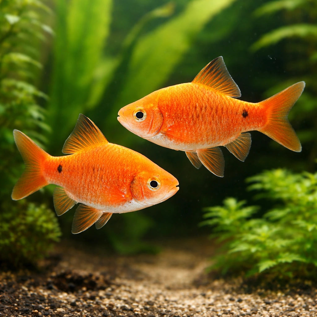 Rosy Barb Gold — tropical fish for sale UK — AI pair planted view