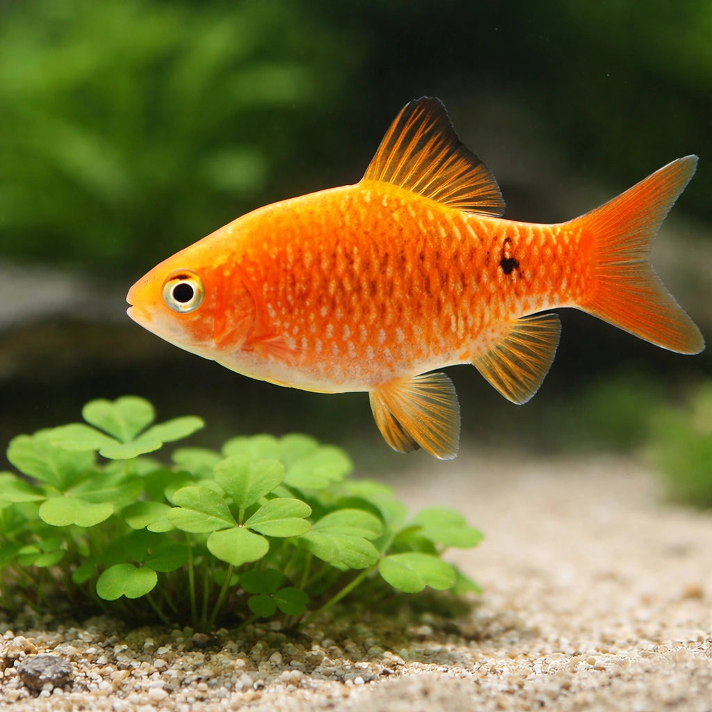 Rosy Barb Gold — tropical fish for sale UK — AI scale plant view