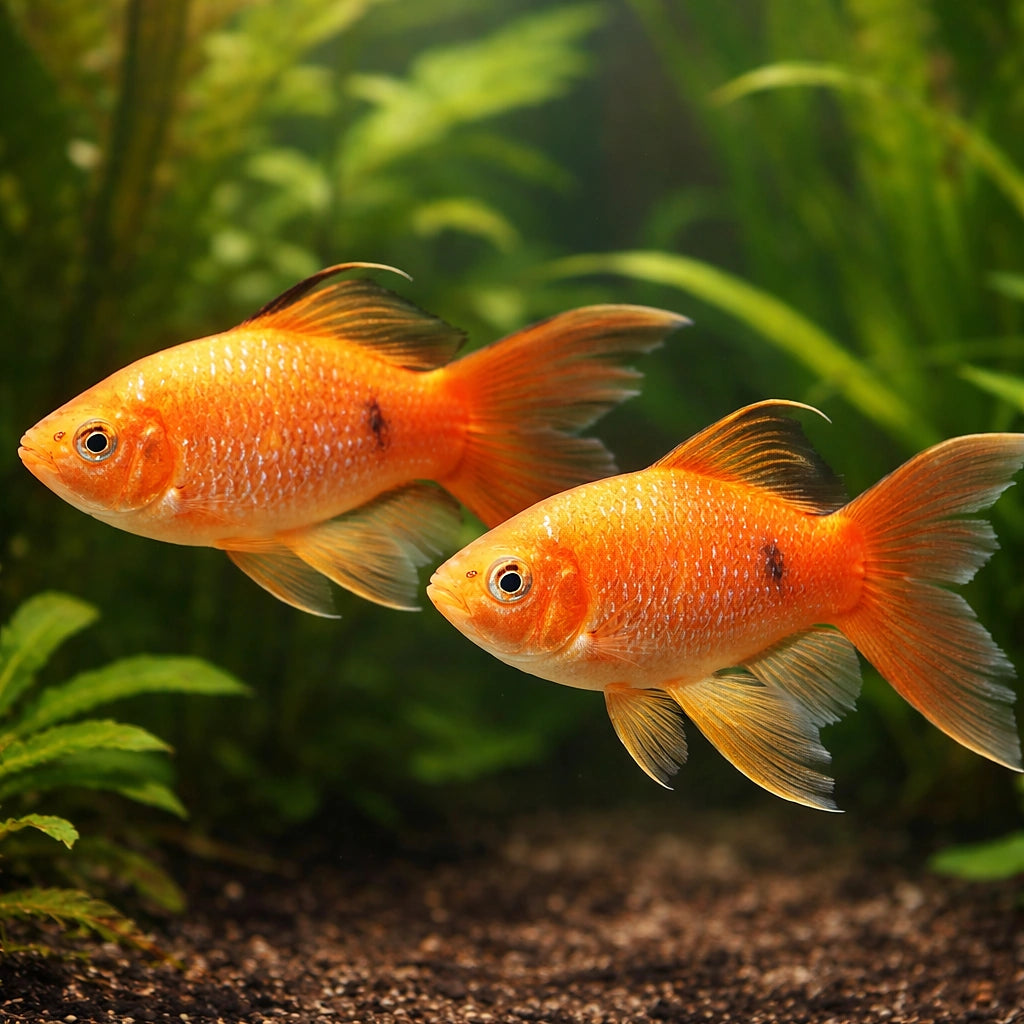 Rosy Barb Long Fin — tropical fish for sale UK — AI pair planted view