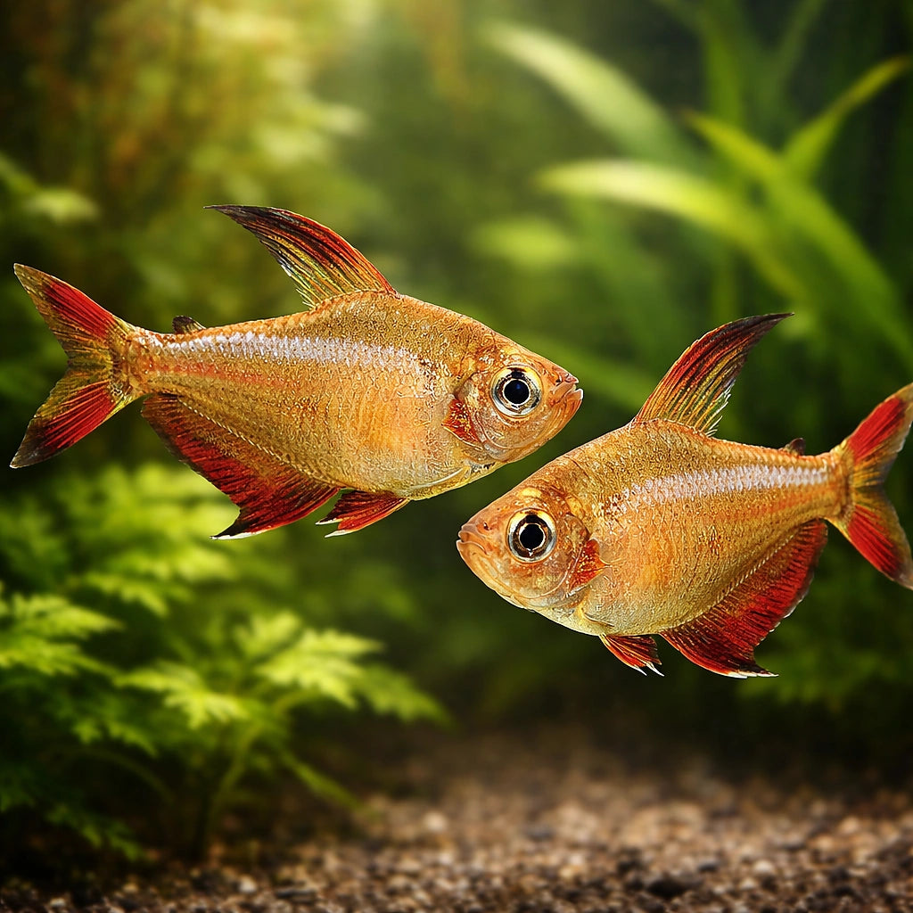 Rosy Tetra — tropical fish for sale UK — AI pair planted view