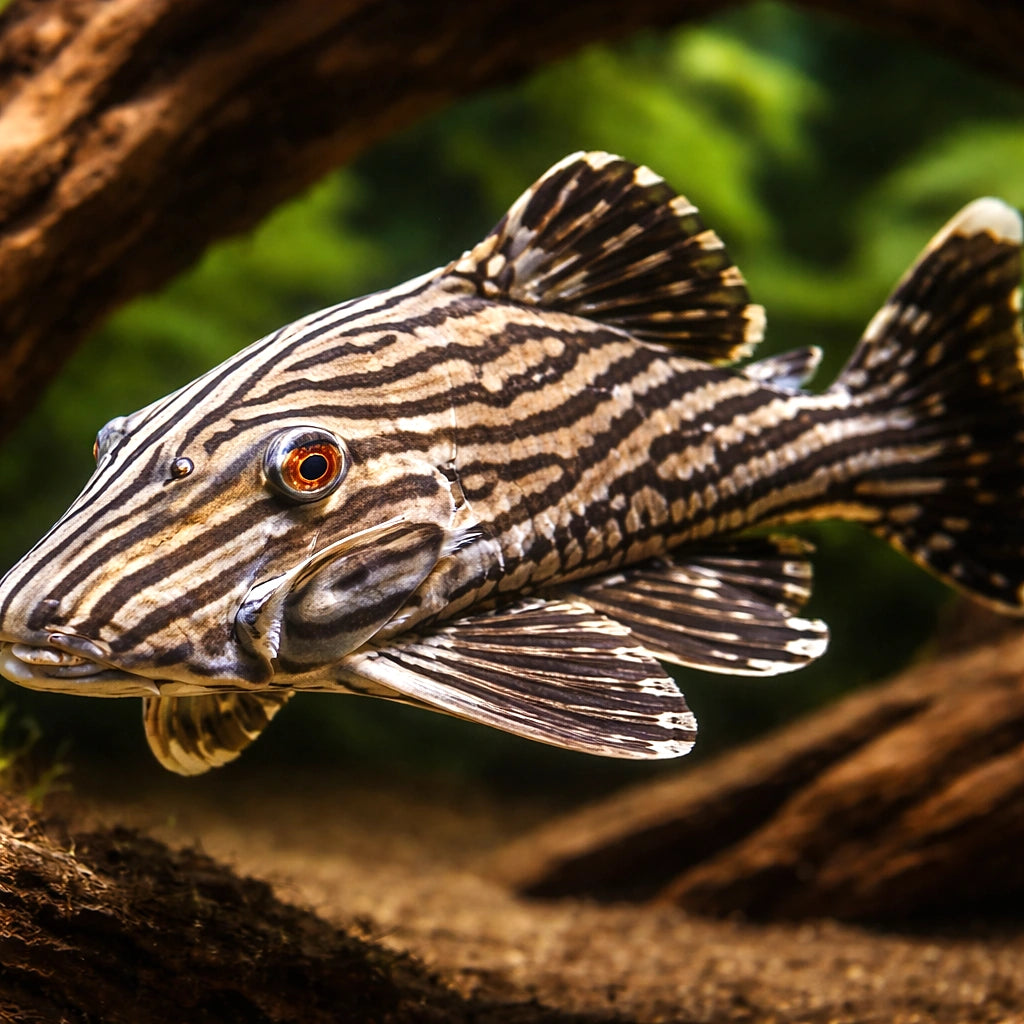 Royal panaque — tropical fish for sale UK — AI hero driftwood view