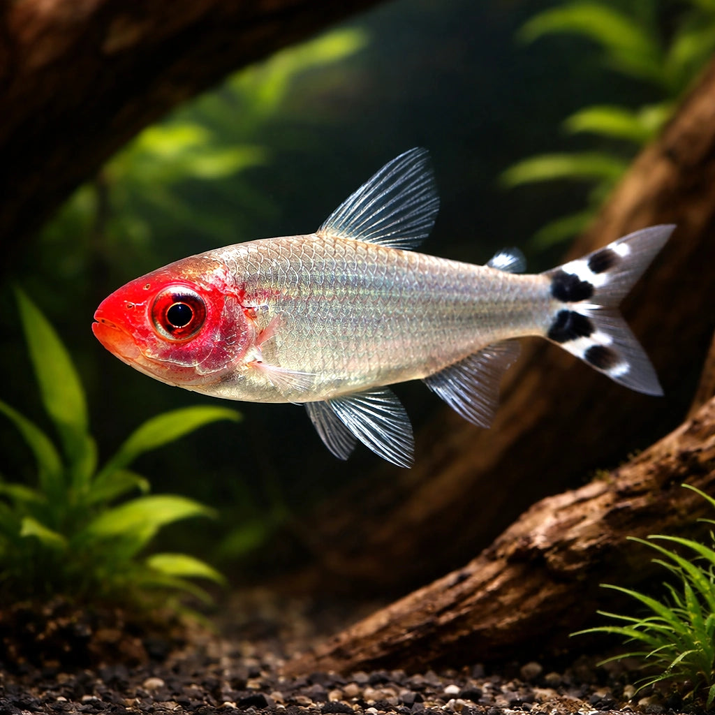 Rummy-Nose Tetras — South American Tetra for sale UK — AI hero driftwood view