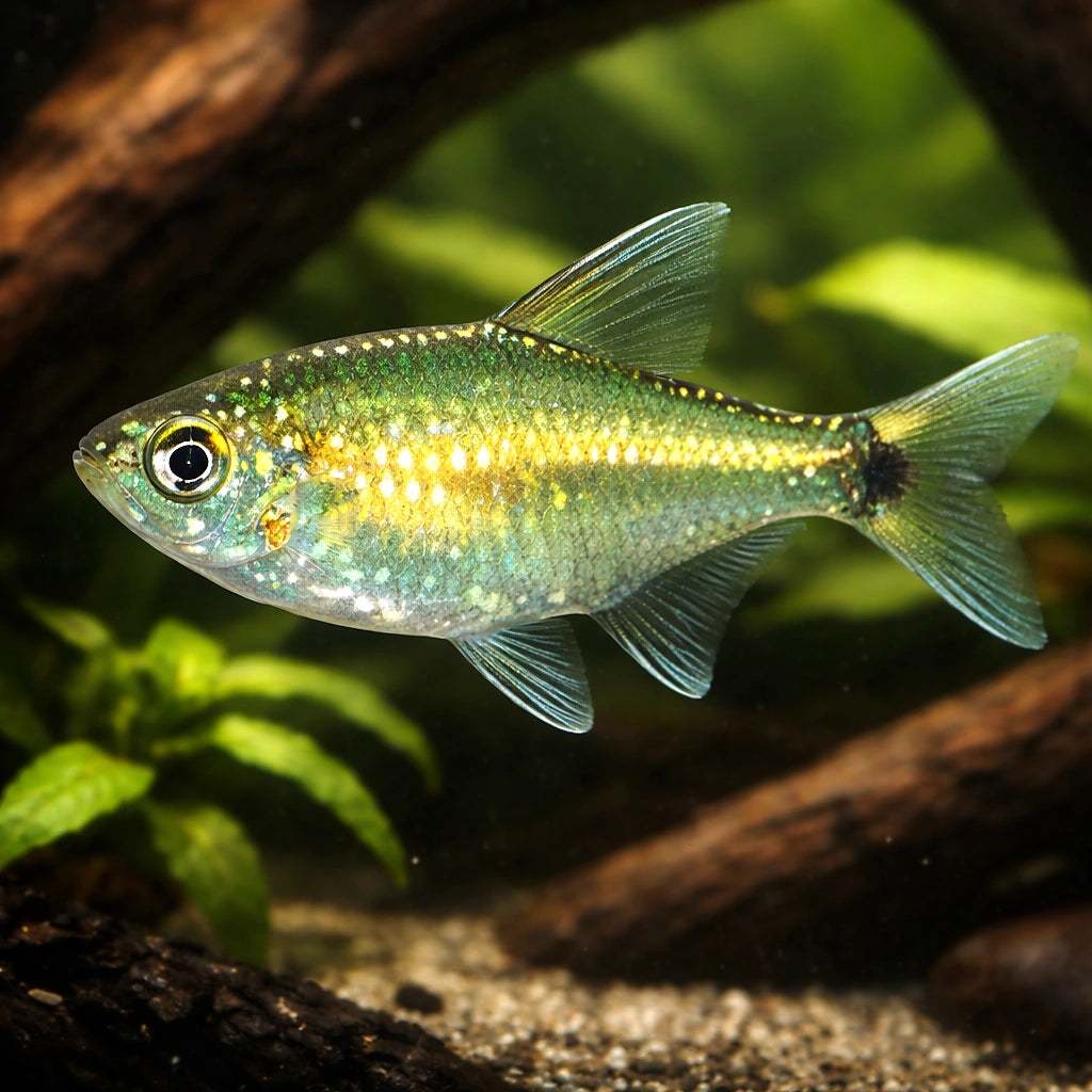 Scholze's Tetra — tropical fish for sale UK — AI hero driftwood view