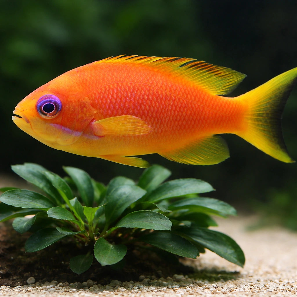 Sea Goldie Female M — tropical fish for sale UK — AI scale plant view