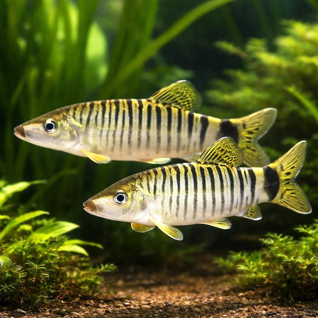 Silver Loach — tropical fish for sale UK — AI pair planted view