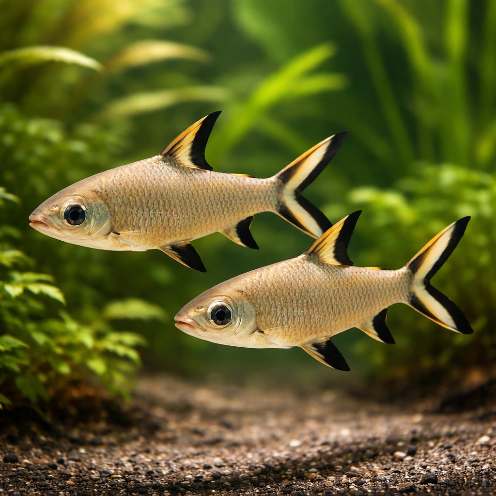 Silver Shark, Bala Shark — tropical fish for sale UK — AI pair planted view