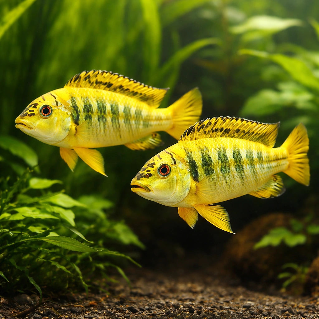 Simochromis babaulti yellow tiger 3,5 - 4, — tropical fish for sale UK — AI pair planted view