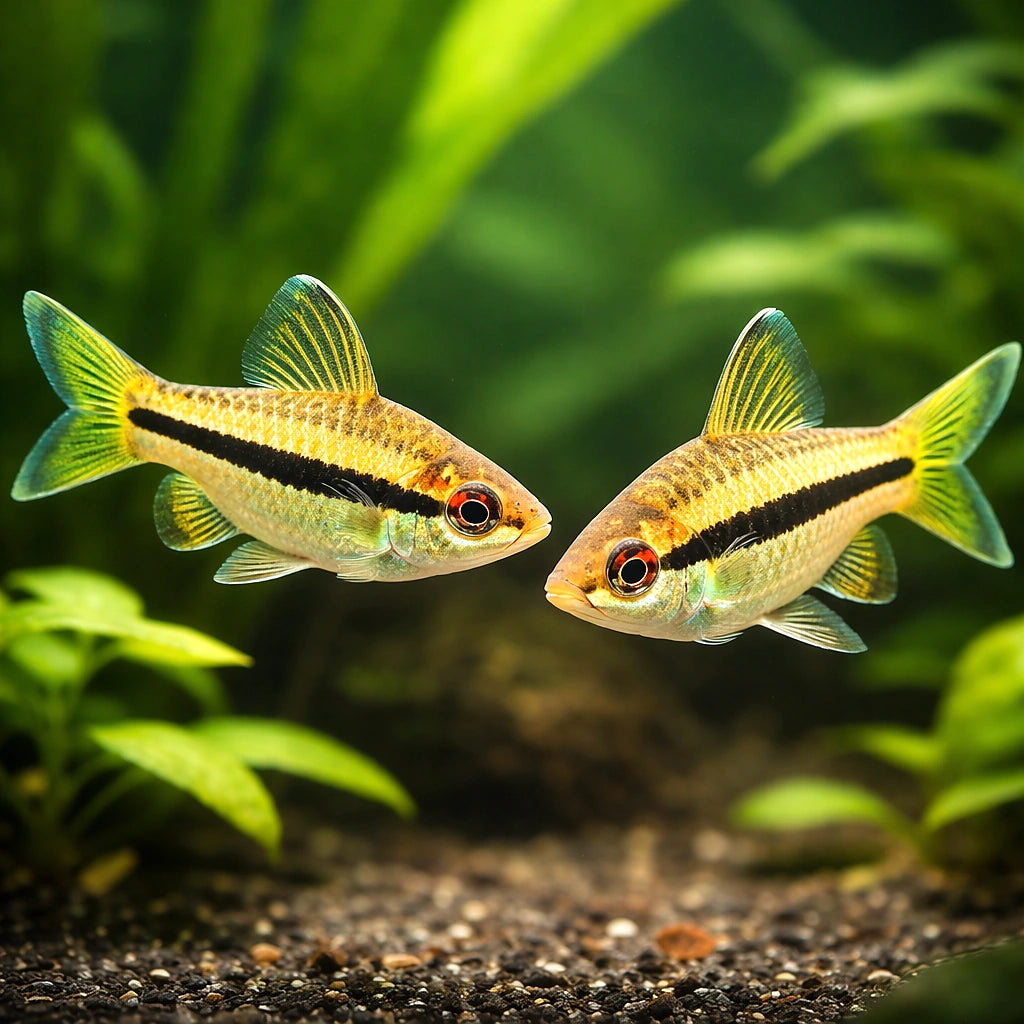 Slender Black-Striped Barb — tropical fish for sale UK — AI pair planted view