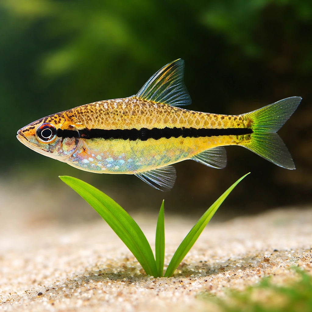 Slender Black-Striped Barb — tropical fish for sale UK — AI scale plant view